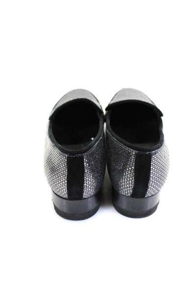 Donald J Pliner Womens Metallic Cuban Heel Slip On Loafers Silver Size 7.5US