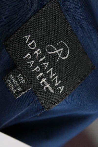 Adrianna Papell Women's V-Neck Short Sleeves Pleated Maxi Dress Blue Size 14