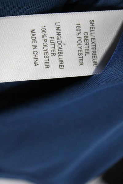 Adrianna Papell Women's V-Neck Short Sleeves Pleated Maxi Dress Blue Size 14