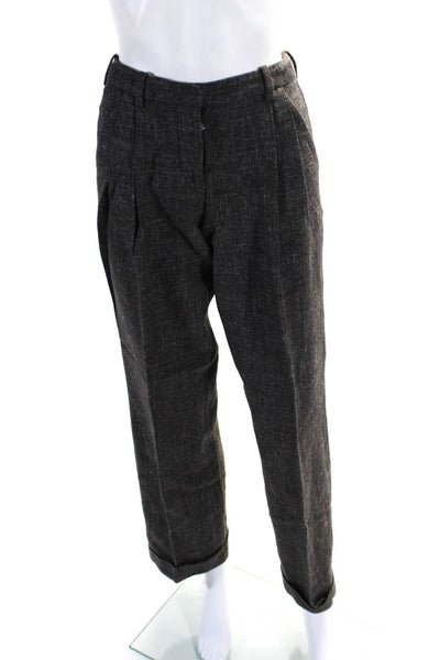 Robert Rodriguez Womens Dark Brown Wool Pleated Cuff Straight Dress Pants Size 0
