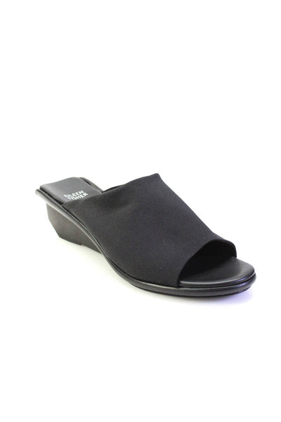 Eileen Fisher Womens Slip On Wedge Heel Nylon Strap Slide Sandals Black Size 10