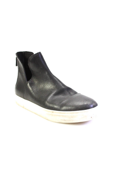 Eileen Fisher Womens Back Zip Round Toe High Top Sneakers Black Leather Size 10