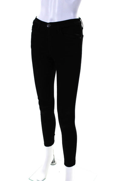 Current/Elliott Womens Cotton Buttoned Skinny Leg Casual Pants Black Size EUR24