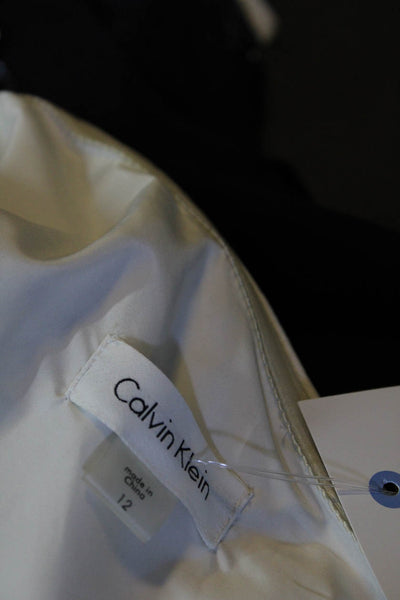 Calvin Klein Women's One Shoulder Color Block Sequin Slit Hem Maxi Dress Size 12