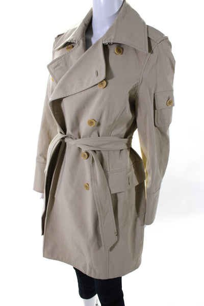5 Womens Khaki Double Breasted Belt Collar Long Sleeve Trench Jacket Size 48