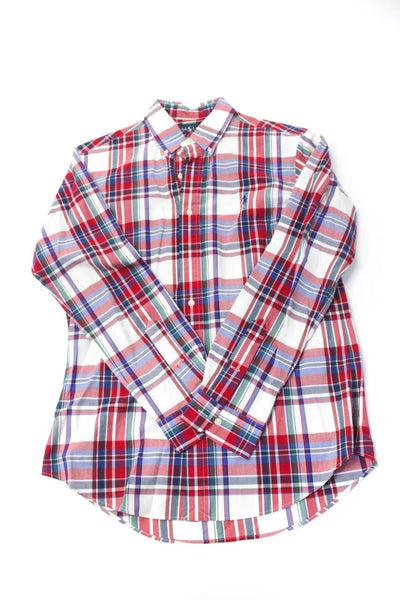 Ralph Lauren John Varvatos Mens Cotton Plaid Button Down Red Size S M Lot 4