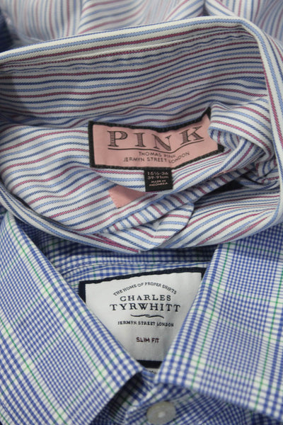 Charles Tyrwhitt Men's Long Sleeves Button Down Plaid Shirt Size 15 Lot 2