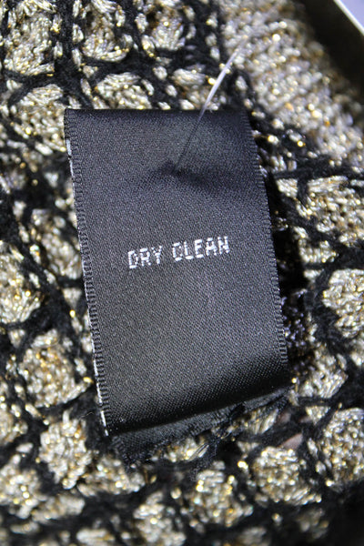 Jill Stuart Womens Textured Crew Neck Sweater Black Gold Metallic Size Small