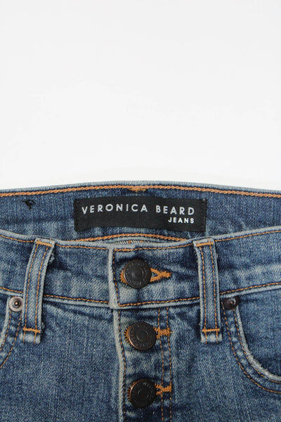 Veronica Beard Womens Button Up Faye Skinny Leg Jeans Blue Cotton Size 24