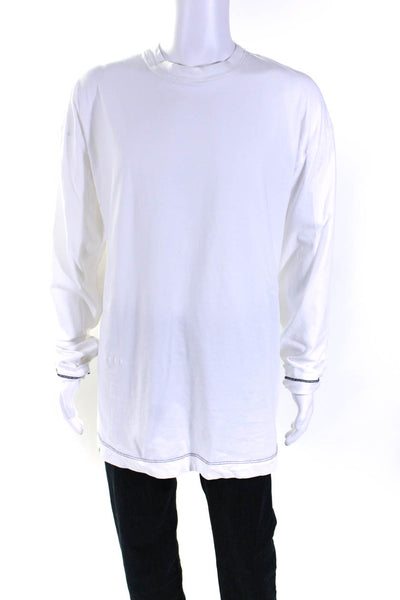 Paura Di Danilo Paura Mens Cotton Long Sleeve Crewneck Shirt Top White Size M