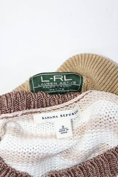 Banana Republic LRL Lauren Active Womens Sweaters White Brown Size S P Lot 2