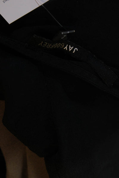 Jay Godfrey Womens Silk Long Bell Sleeve V Neck Blouse Black Size 2