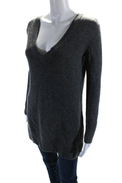 Calypso Saint Barth Women's V-Neck Long Sleeves Pullover Sweater Gray Size XS