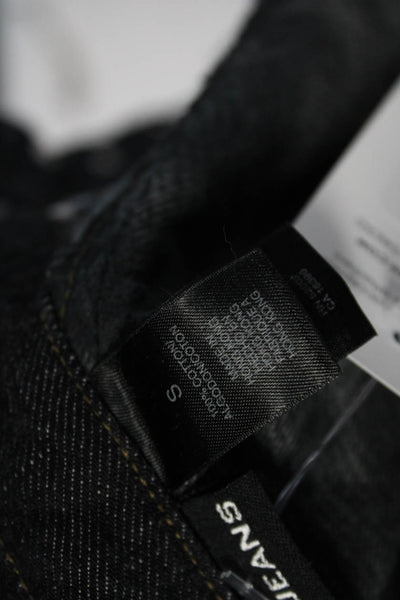 DKNY Jeans Women's Collar Long Sleeves Dark Wash Button Up Denim Jacket Size S