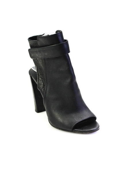 Vince Womens Block Heel Side Zip Ankle Strap Sandals Black Leather Size 8M