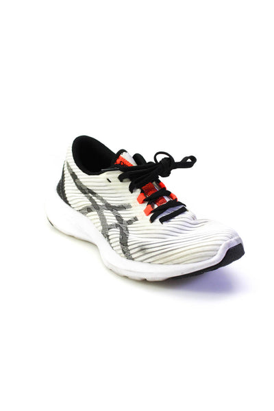 Asics Womens Foam Sole Ribbed Nylon Running Sneakers White Black Orange Size 6.5