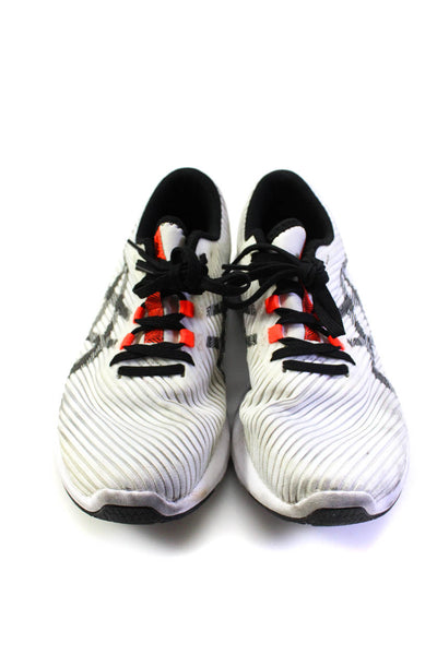 Asics Womens Foam Sole Ribbed Nylon Running Sneakers White Black Orange Size 6.5