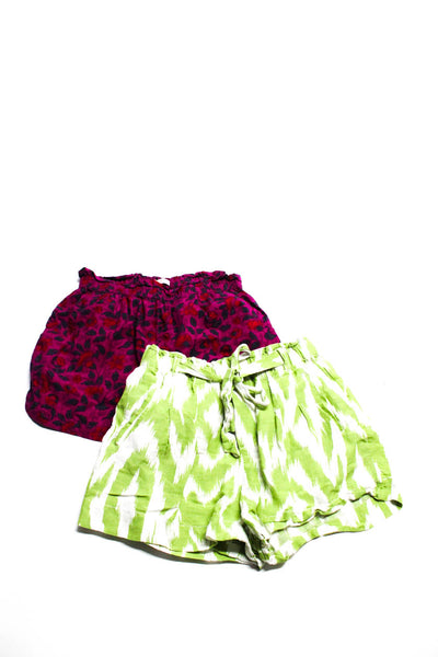 Anthropologie Womens Linen Ikat Print Tie Waist Casual Shorts Green Size S Lot 2