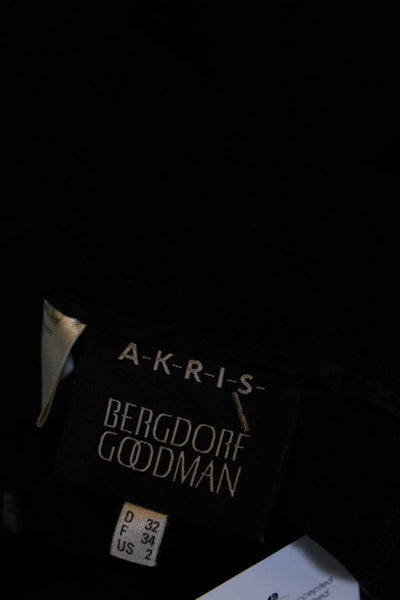 Akris Bergdorf Goodman Womens Black Wool High Rise Pleated Dress Pants Size 2