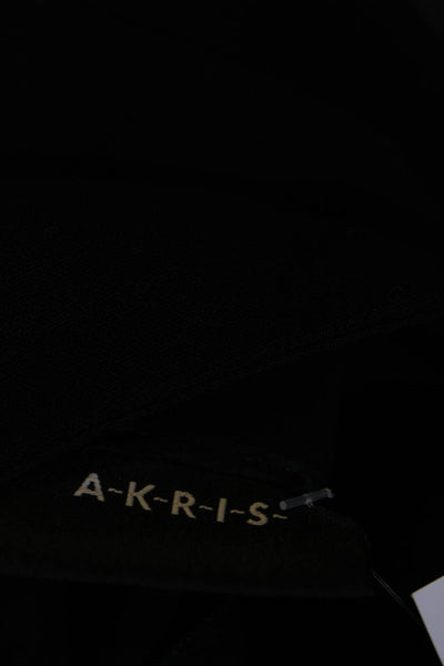 Akris Womens Black Wool High Rise Pleated Wide Leg Dress Pants Size 2