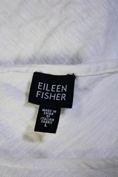 Eileen Fisher Womens Linen Pullover Crew Neck Tank Top White Size Large