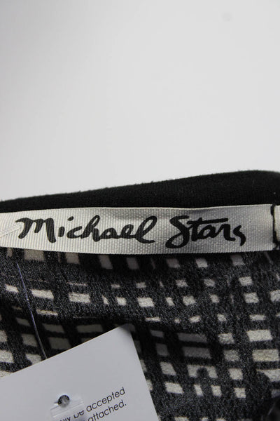 Michael Stars Womens Black/White Printed Crew Neck Long Sleeve Blouse Top Size M