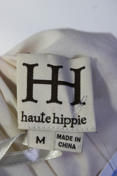 Haute Hippie Womens White Pink Floral V-Neck Sleeveless Shift Dress Size M