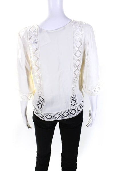 Twelfth Street by Cynthia Vincent Womens Geometric Button Blouse White Size S