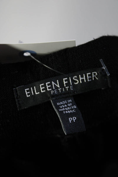 Eileen Fisher Womens Black High Rise Pull On Straight Leg Pants Size PP