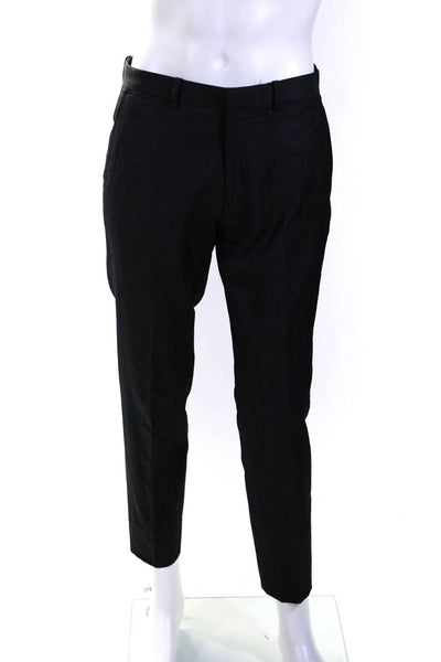 Theory Mens Wool Pleated Front Straight Leg Dress Pants Trousers Black Size 31