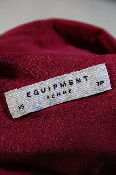 Equipment Femme Womens Silk Long Sleeve Collared Button Down Shirt Pink Size XS