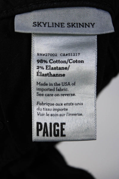 Paige Womens Black Cotton Mid-Rise Skyline Skinny Leg Jeans Size 26