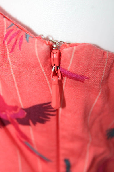 Free People Womens Cotton Graphic Print Striped Zipped Midi Dress Pink Size 6