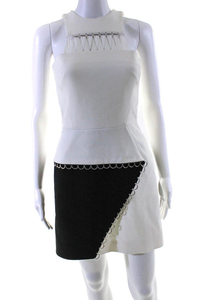 Mugler Women's Round Neck Sleeveless Embellish Color Block Mini Dress Size 36