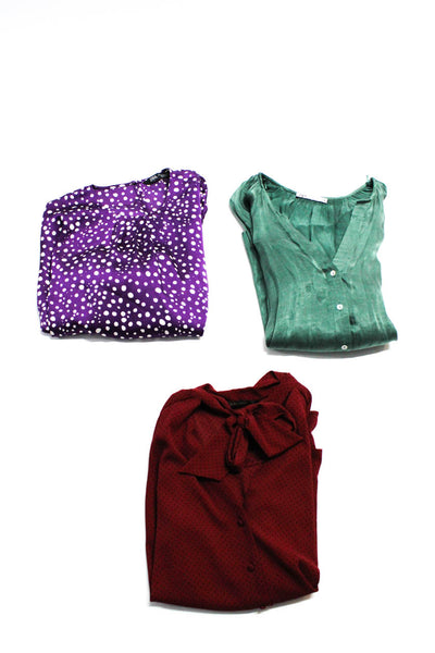 Zara Womens Long Sleeves Blouses Purple Green Red Size Medium Small Lot 3