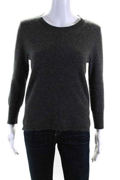 J Crew Womens Cashmere Long Sleeves Crew Neck Sweater Gray Size Medium