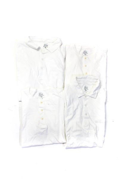 J Crew Mens Cotton Round Neck Short Sleeve Henley T-Shirt White Size S L Lot 4