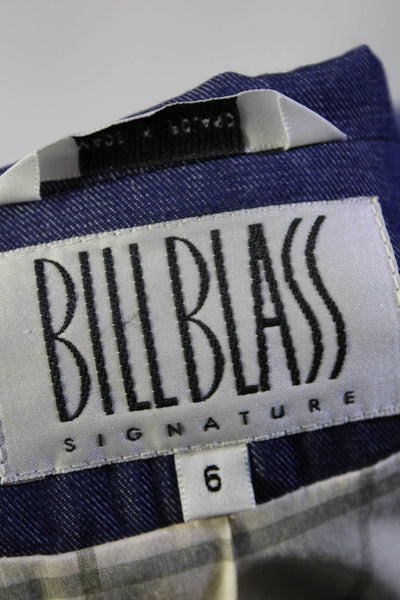 Bill Blass Women Denim Double Breasted Jacket Blue Cotton Blends Size 6
