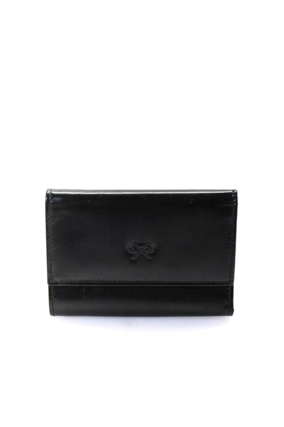 Anya Hindmarch Womens Leather Button Snap Mini Wallet Black