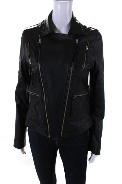 Redondo Frydman Womens Zipped Collar Long Sleeve Motorcycle Jacket Black Size S