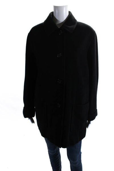 Cinzia Rocca Womens Wool Button Down Long Sleeve Overcoat Black Size 12