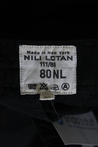 Nili Lotan Womens Solid Black Cotton Mid-Rise Crop Straight Leg Pants Size 00