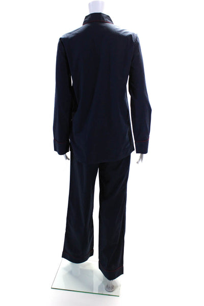 J Crew Womens Cotton Long Sleeve Button Down 2 Piece Pajama Set Blue Size XS