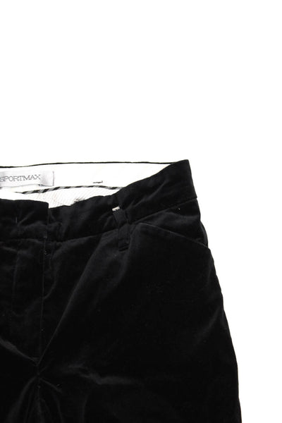 Sportmax Womens Cotton Velvet Flat Front Slim Fit Trousers Black Size 2