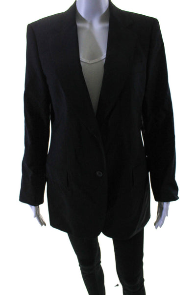 Gucci Womens Solid Black Wool Two Button Long Sleeve Blazer Jacket Size 34