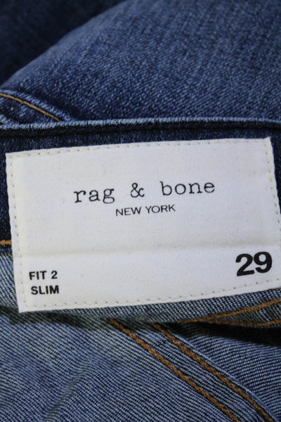Rag & Bone Mens Zipper Fly Medium Wash Fit 2 Slim Cut Jeans Blue Denim Size 29