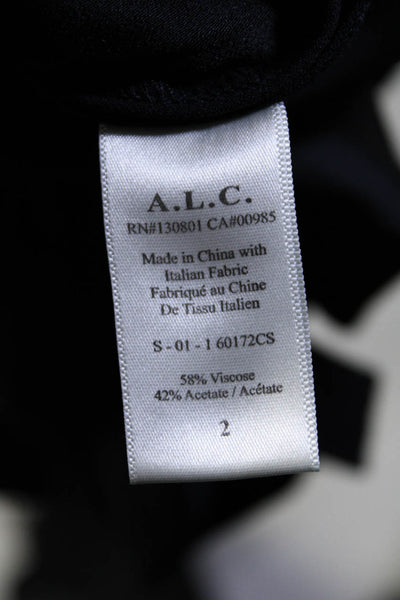 ALC Womens Button Front Long Sleeve Crew Neck Belted Shirt Dress Navy Size 2