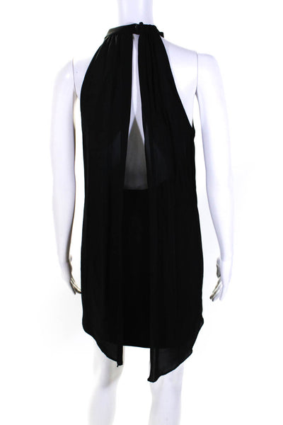 ALC Womens Open Back Sleeveless High Neck Shift Dress Black Size 4