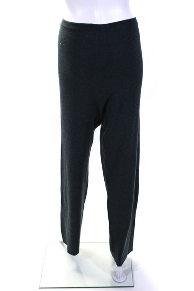 Eileen Fisher Womens Elastic Waistband Knit Straight Leg Pants Gray Size Medium