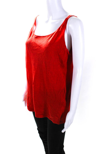 Eileen Fisher Womens Scoop Neck Merino Wool Boxy Tank Top Red Size Large